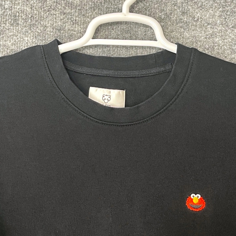 A-Dam Mens Elmo Organic Cotton Sweatshirt Black Crew Neck Size M 6198